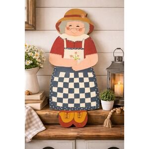 Vintage Folk Art Wooden Grandma Wall Decor Hand Painted 22 x 9